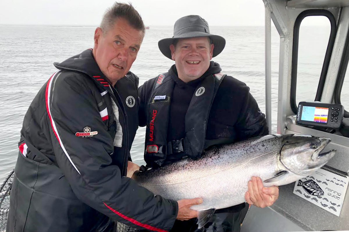 A 31-pound Tyee ready to release